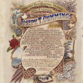 poster with commemorations to Joseph Cummings