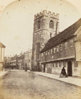 Grammar School and Tower of the Guild Chapel, Stratford On Avon, Ernest Edwards, 1863, from albumen print.