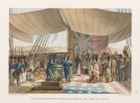 Official proceedings aboard the corvette Uranie, from Louis de Freycinet’s Voyage autour du monde — his trip around the world, 1817–1820