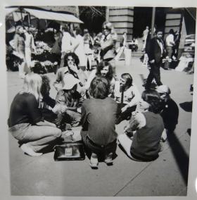 Sit down protest in Martin Place, Sydney following Council Officers preventing activists from leafleting, first Gay Pride Week, 1973