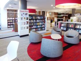 Internal library space with collections and seating