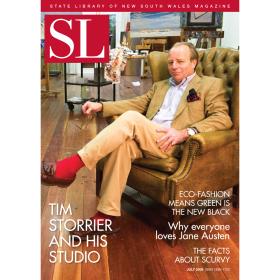 Artist Tim Storrier on the cover of the State Library of New South Wales Magazine July 2008