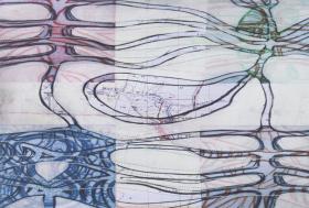 Image is a detail of a design from an artist's book called 'Mapping Genealogy' by Indigenous artist Penny Evans. The book is in the Library's collection, HF 2016/14:  https://collection.sl.nsw.gov.au/record/74VKz40gj4ZM 