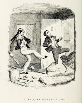 Illustration by G Cruikshank, from Songs of the Late Charles Dibdin, 1841, showing life between decks and the recreational singing of ‘fo’c’sle shanties’