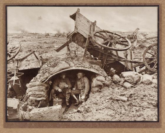 A windy outpost on Westhoeck Ridge, 1917. Photograph by Frank Hurley.