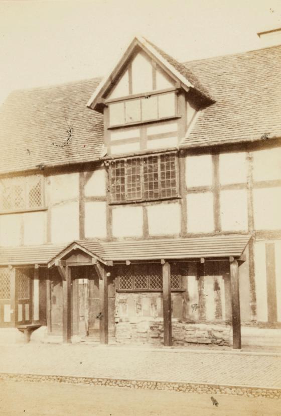 Shakespeare’s house, showing the window of the room he was born in, Henley Street, Stratford On Avon, Ernest Edwards, 1863, from albumen print