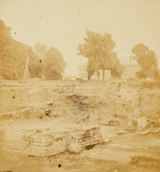 Ruins of Shakespeare’s home, ‘New Place’, Stratford On Avon, Ernest Edwards, 1863, from albumen print