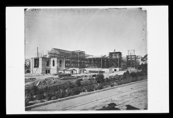 Garden Palace during erection - from Macquarie Street, Sydney