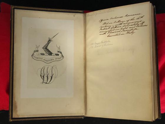 Sir William Dixson’s bookplate: A manuscript on vellum