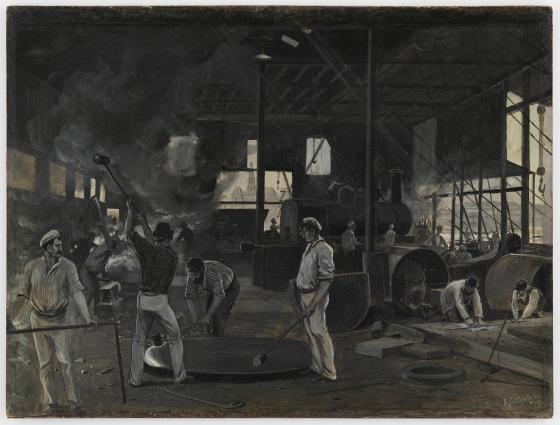 The Atlas Works, Sydney - making first locomotive engine, 1881 / Arthur Collingridge