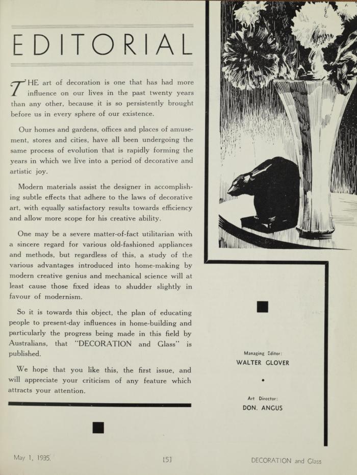 Decoration and Glass May 1935, editorial