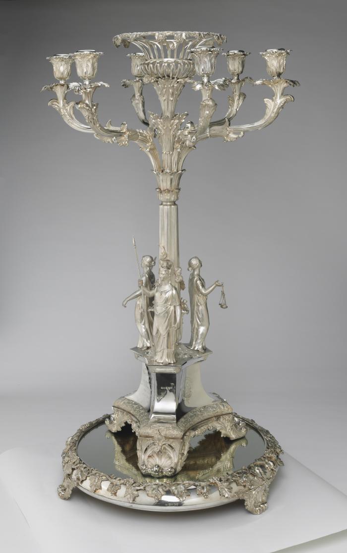 Francis Forbes ornate silver candelabrum which holds six candles XR11