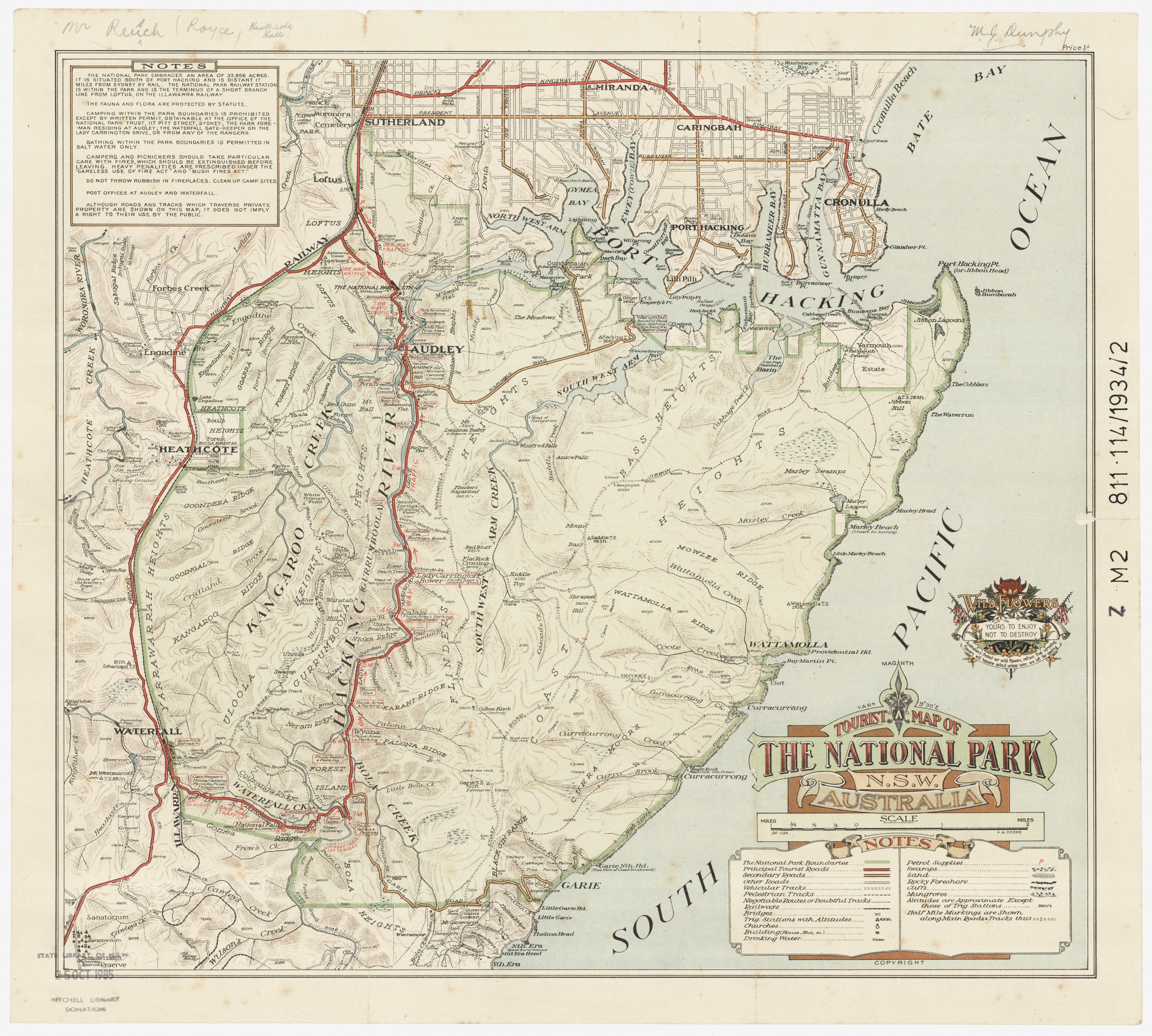 Tourist map of the National Park, N.S.W. Australia [cartographic material] / A.A. Cooke.