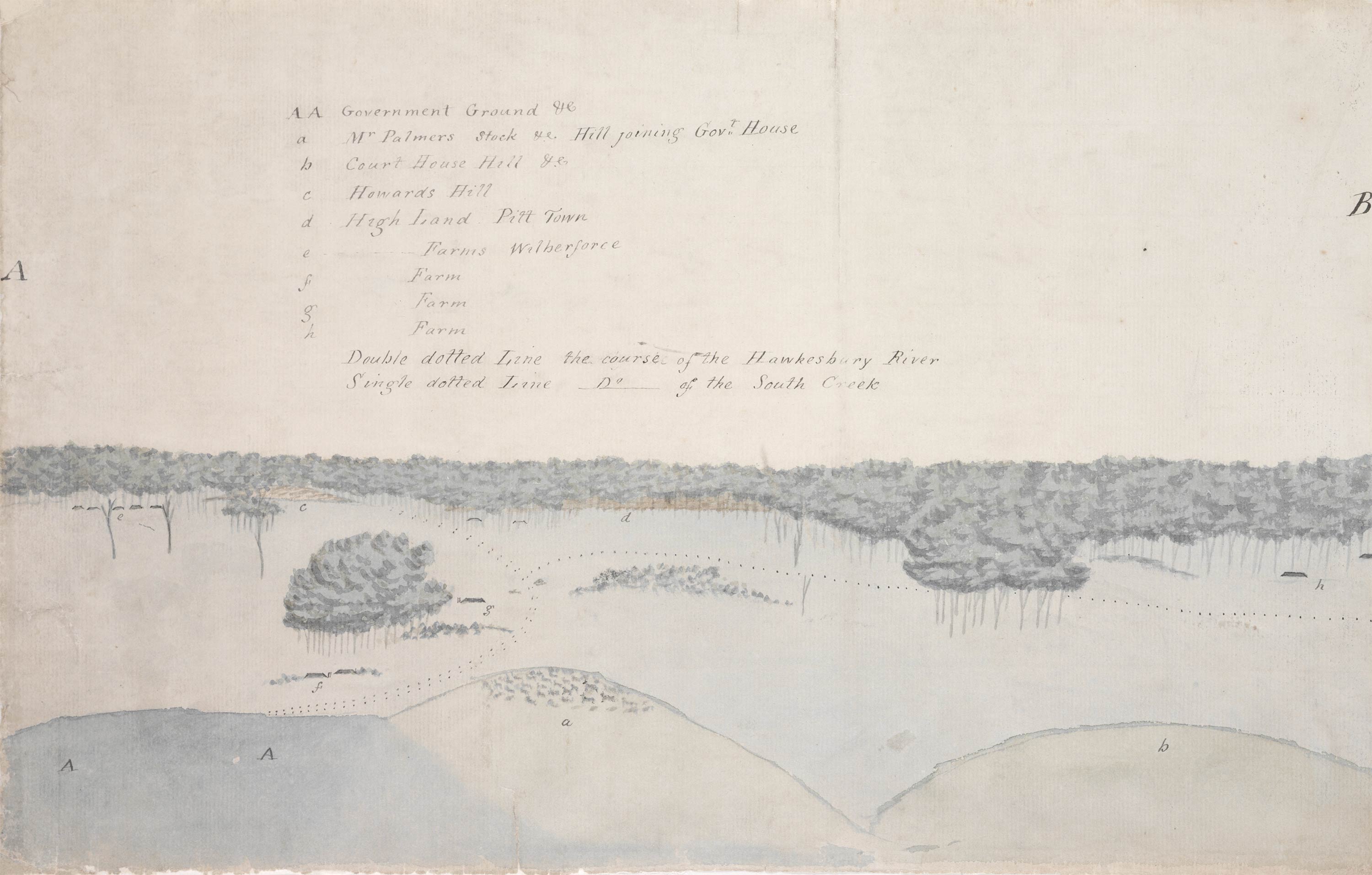 Sketch of the inundation in the neighborhood [sic] of Windsor taken on Sunday the 2nd of June 1816, Page 1