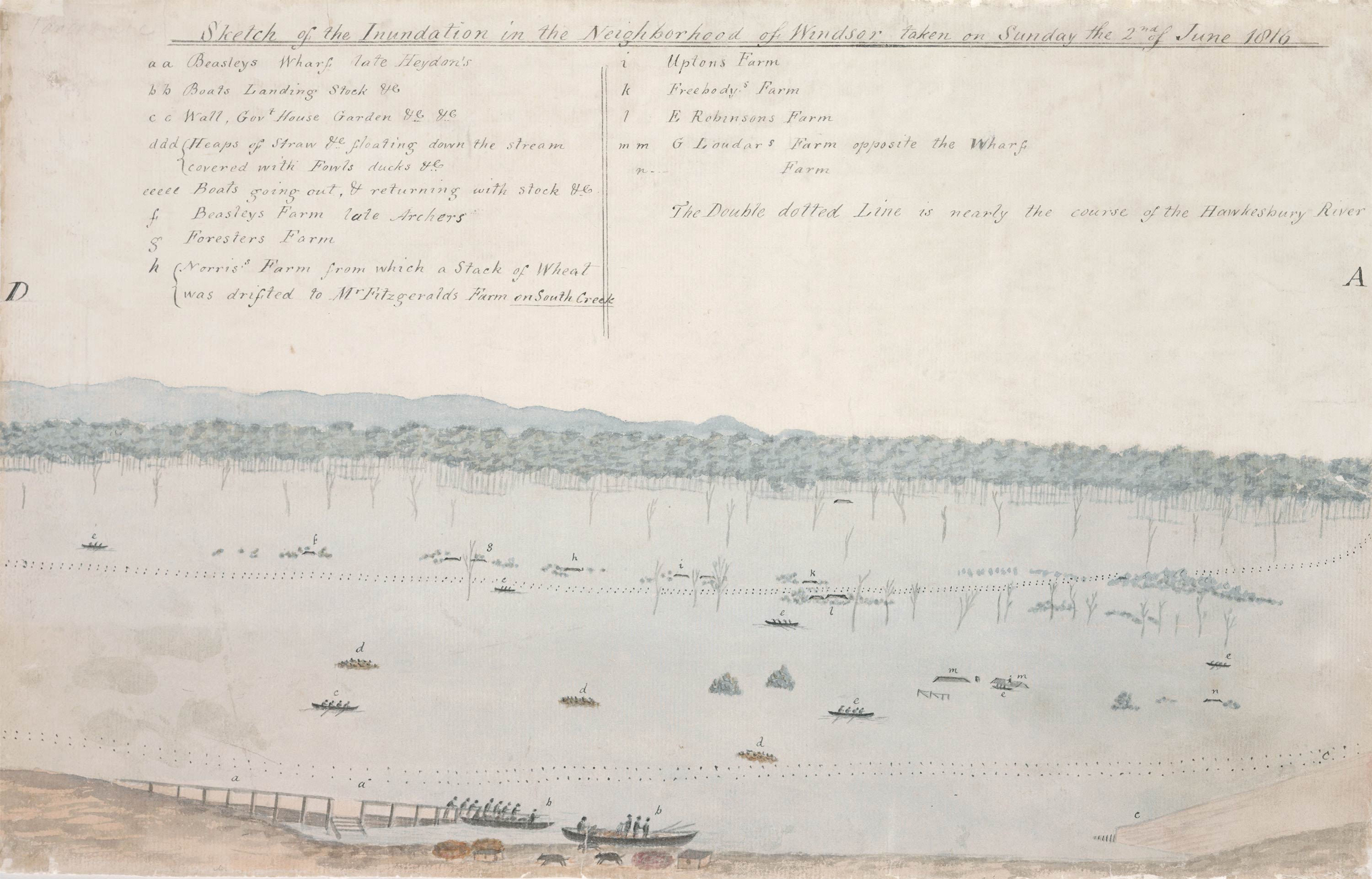 Sketch of the inundation in the neighborhood [sic] of Windsor taken on Sunday the 2nd of June 1816, Page 4
