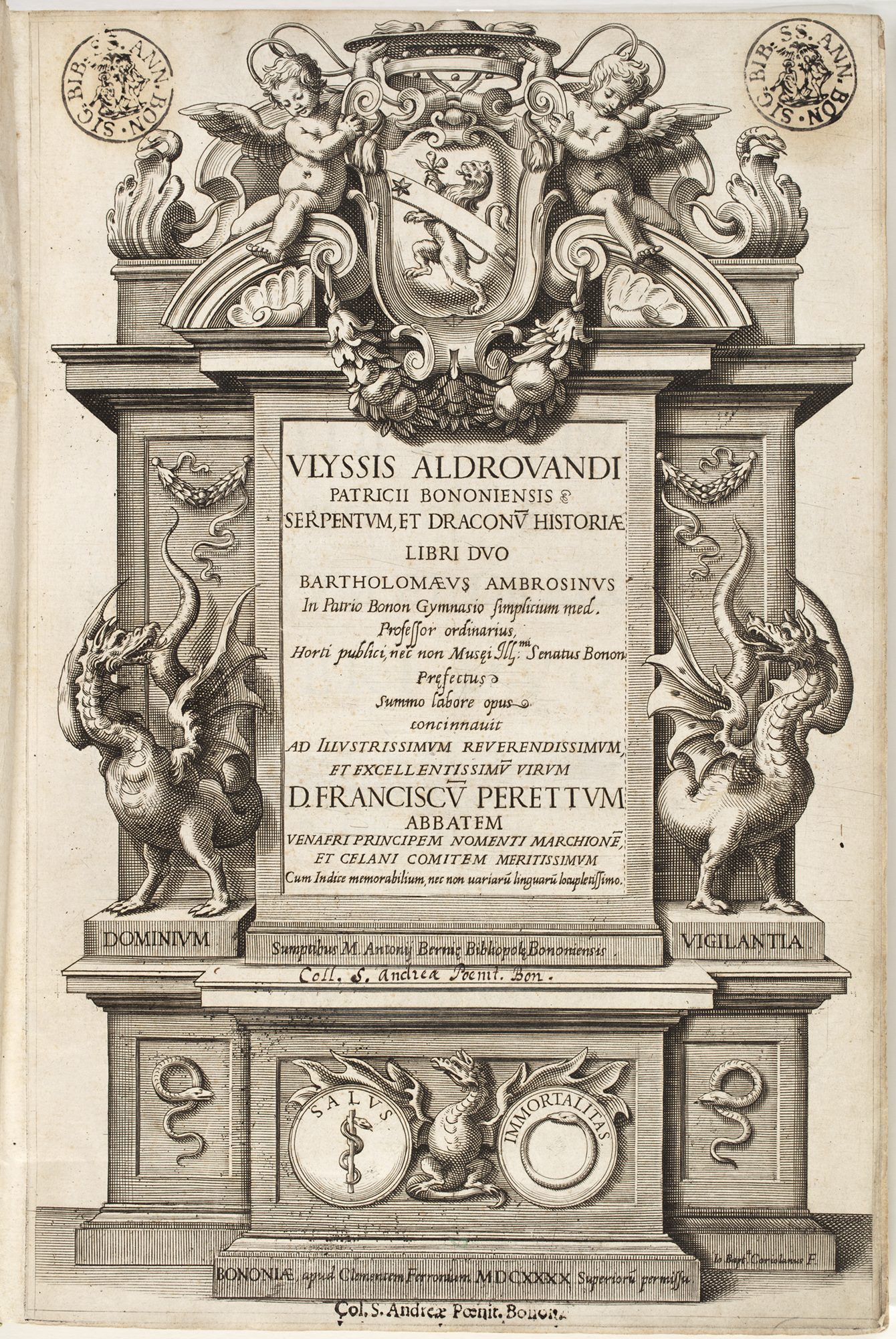 Vlyssis Aldrovandi patricii Bononiensis Serpentum, et draconu[m] historiae libri duo, 1640, by Vlyssis Aldrovandi
